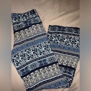 Forever 21 Blue and White Wide Leg Pants